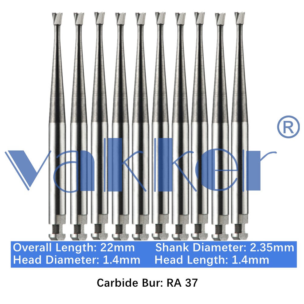 10-100pc Dental Inverted Cone Latch Carbide Burs RA 37 Midwest LA for Slow Speed