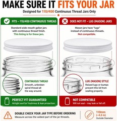 3-Pack White Metal Lids for 1 Gallon & 1/2 Gallon Wide Mouth Glass Jars – 110mm