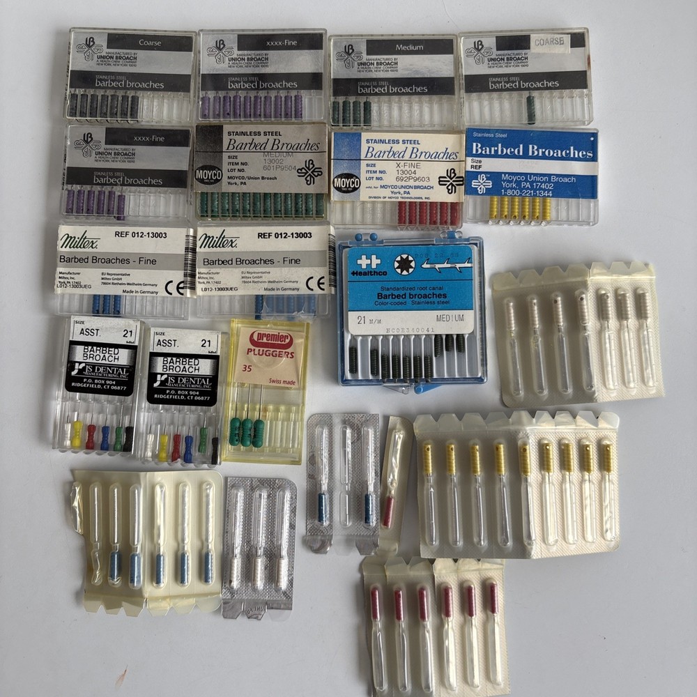 LOT Barbed Broaches Pluggers Dental Endo Asstd Sizes 115 Pcs