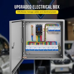 16″Lx20″Hx8″W, IP66 Steel Electrical Enclosure Box with Lock & Waterproof Seal