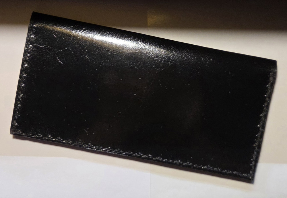 SB Black Leather Business Card Holder Wallet Case with SB Logo Hand Made.