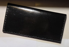 SB Black Leather Business Card Holder Wallet Case with SB Logo Hand Made.