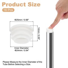 Round Plastic Plug 16Pcs, 1 Inch/25mm Tubing Insert End Caps White