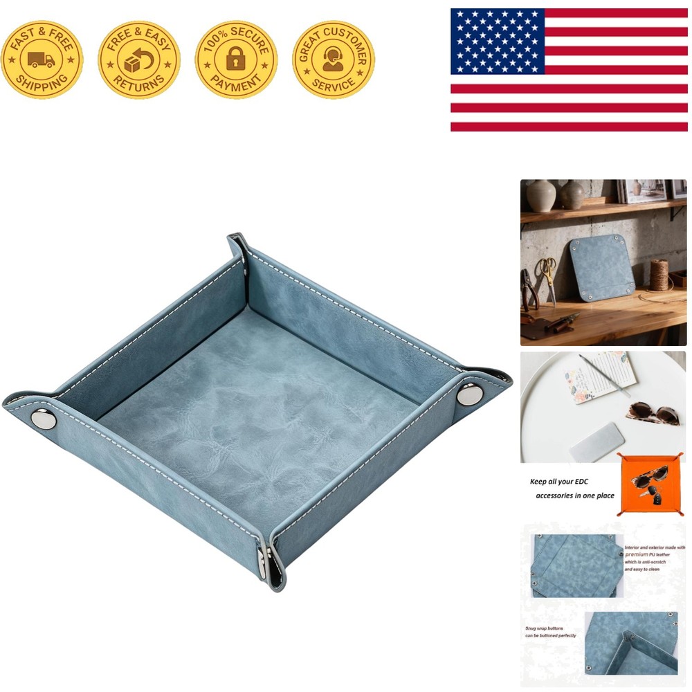 Modern Faux Leather Valet Tray – Compact Storage for Jewelry, Remotes, and More