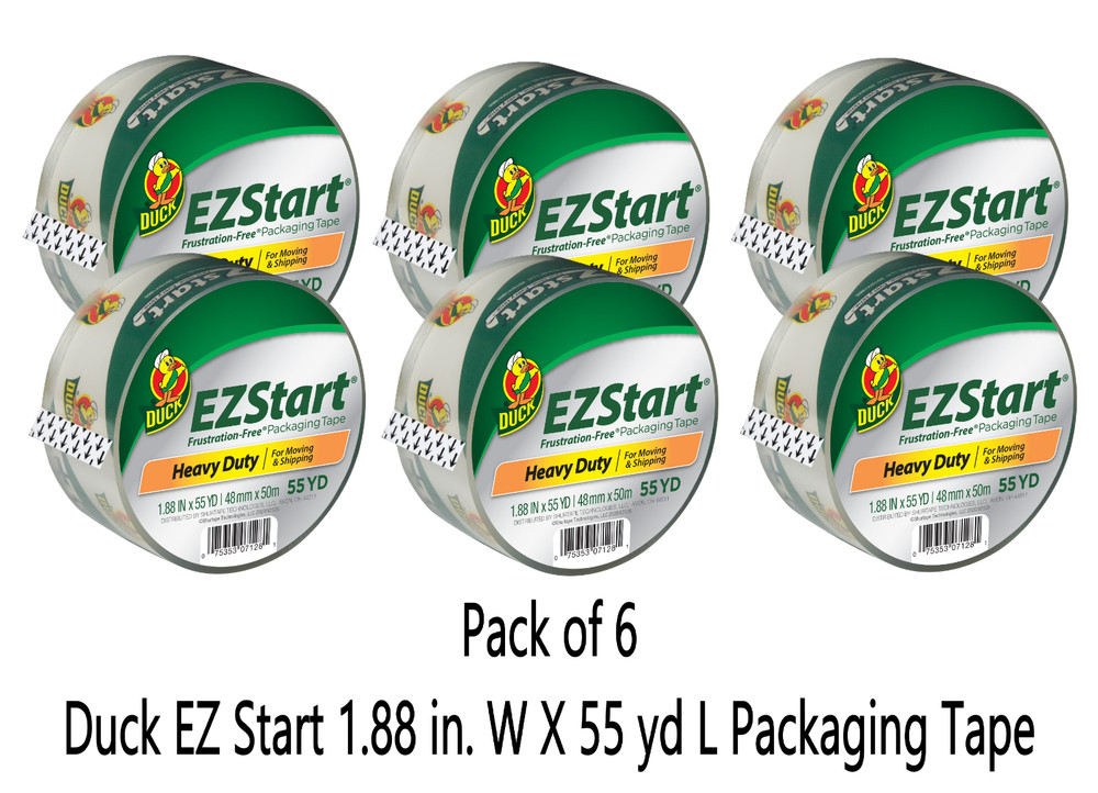 (6 Rolls) Duck EZ Start 1.88 in. W X 55 yd L Packaging Tape