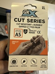 8 PairsGRX Cut Series Cut Resistant Gloves Dipped Coated Palm GRXCUT 735 Size XL