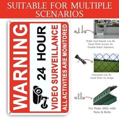 4 Pack Video Surveillance Signs, 8 x 12 Inch Aluminum Camera Signs, CCTV Secu…