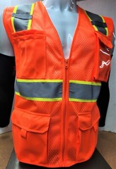 TFX Two Tone High Visibility Reflective Orange Safety Vest with ID pocket