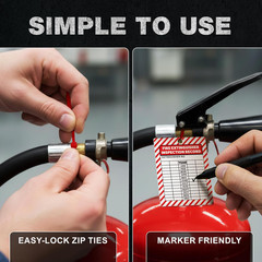 Fire Extinguisher Inspection Tags, 2026-2029, 20-Pack, Durable Red Plastic
