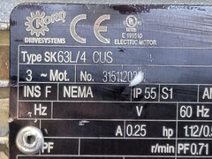 Nord SK63L/4 CUS SK071.1Z-63L/4 Gearmotor+ Reducer 0.25HP 1680 RPM 4.80:1 Ratio