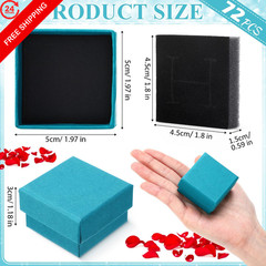 Yinkin 72 Pcs Jewelry Ring Gift Boxes Bulk 2 x 2 x 2 x 2 x 1.2 inches, Indigo