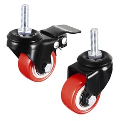1.5 Inch Swivel Caster Wheel PU Threaded Stem 4 Pcs(2 with Brake, 2 No Brake)