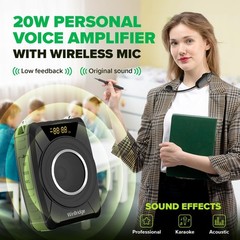 Bluetooth 5.0 Voice Amplifier with Wireless Mic Headset, Waterproof Personal