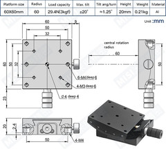 40-degree tilting Goniometric + 360-degree Rotary Stage