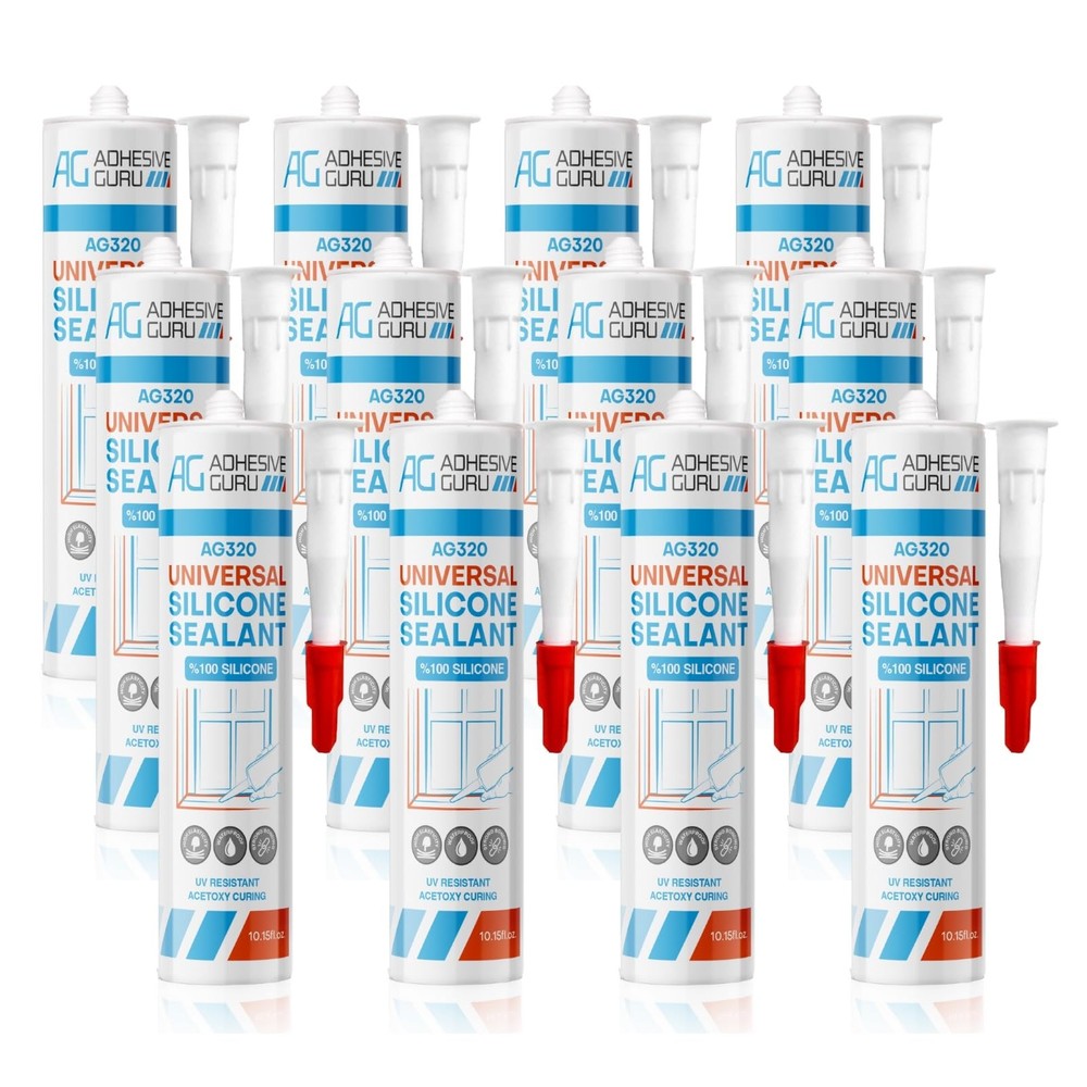 Adhesive Guru All Purpose Clear Silicone Sealant Waterproof (12 x 10.15 fl.oz…