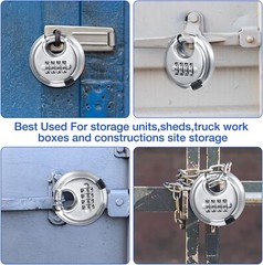 5 Packs 4 Digit Combination Locks Stainless Steel Disc Lock Combo Padlock