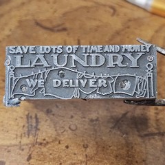 Vintage Laundry Advertising Letterpress Printing Block. Save Lots Of Time. T-185