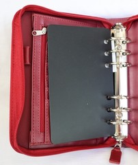 Franklin Covey Classic Red Soft Leather Zip Around Ring Binder Planner 8.5″ NEW