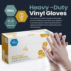 MED PRIDE Medical Vinyl Examination Gloves (Large, Large (Pack of 1), Clear