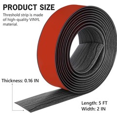 5Ft Floor Transition Strip Self Adhesive Vinyl Cover 5cm, 5Ft, Gray