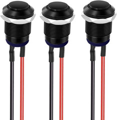 3Pcs Prewired IP65 Waterproof Push Button Latching Self-Locking Aluminium Alloy