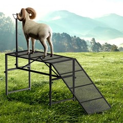 500lbs Livestock Trimming Stand w/ Ramp 47″ x 23″ Metal Livestock Trimming Stand