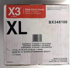 [NEW] (BX348100) AMMEX Bx3 Black Nitrile Industrial Disposable Gloves Case Large