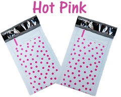 4×8″ Pink,Teal, Gold Polka Dot Poly Bubble Mailers, Padded Shipping Envelopes