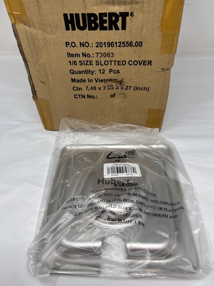 Lot of (12) NEW HUBERT 1/6 Size Slotted Flat Steam Table Pan Cover 73063