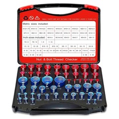 52Pcs Nut and Bolt Thread Checker 24 Metric + 28 SAE Inch Thread Gauge Set, Deta