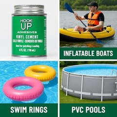 HOOK UP Vinyl Cement – Waterproof Pool Liner Repair Glue for Vinyl & PVC, Fas…