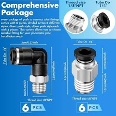 12 Pcs Push to Connect Fittings 1/4 Inch Tube OD X 1/8 NPT Air Line Fittings