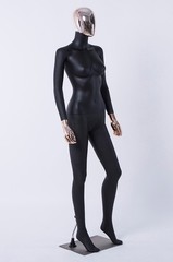 Black spray painted plastic fullbody female w. removable head,hands + metal base