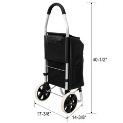 Foldable Black Shopping Trolley with WheelsWaterproof Removable Oxford Cloth Bag