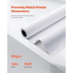 Uimoso Wide Format Plotter Paper Rolls 24 in x 150 ft, Pack of 20 for CAD Use