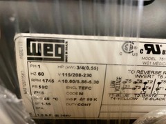 👀NEW WEG .75 HP AC ELECTRIC MOTOR 56C FR 115/208-230 VAC 1 PH 1745 RPM HP04P56C