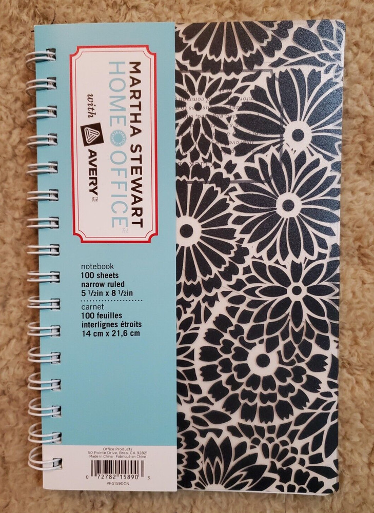 12 Piece sale Lot 5.5″ x 8.5″ Black Floral Martha Stewart Journal Avery 15890