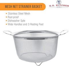 U.S. Kitchen Supply 3 Qt Stainless Steel Colander with Handles