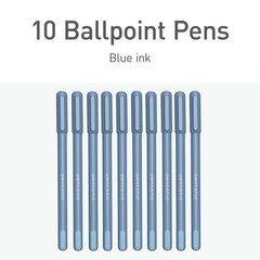 Pentonic Blue Ballpoint Pens 10 Count 0.7mm Fine Point Frosted Barrel