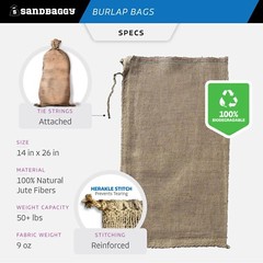 5 14×26 Burlap Bags, Burlap Sacks, Sandbags, Gunny Sack, Potato Sacks, Sack