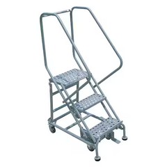 COTTERMAN 2103R1820A3E12B4W5C1P6 60 in H Steel Rolling Ladder, 3 Steps, 800 lb