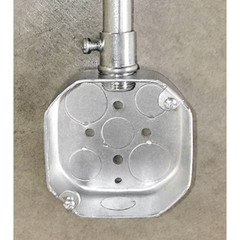 4 in. W x 1-1/2 in. D Steel Metallic Octagon Box with Five 1/2 in. and Four 3/4