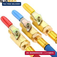 3pcs AC Charging Hoses with Ball Valves 1/4″ SAE for R134A R410A R22 R12 HVAC