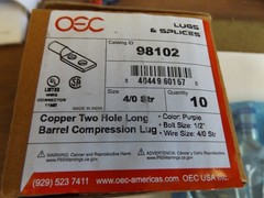 WHOLESALE OEC 98102 COPPER TWO HOLE LUGS BOX OF 10 NEW OLD STOCK