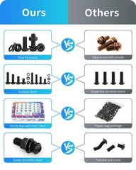 1800PCS Metric Screw Assortment, Bolt M2M3M4M5 1800PCS, Black