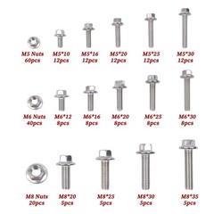 M5 M6 M8 Flanged Bolts and Nuts Kit 240 PCS Stainless Steel Metric Assortment