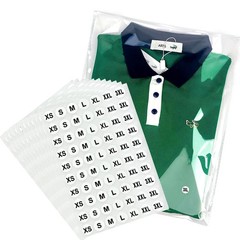 12 x 15 Clear Plastic T-Shirt Bags with Clothing Size Stickers, 100 Pcs Cel