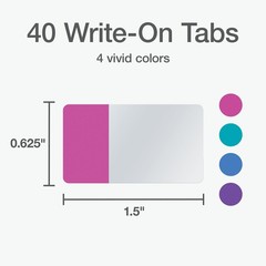 Redi-Tag Write-On Tabs, Repositionable Small Size, 40 4 Vivid Colors