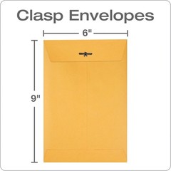 Quality Park 6 X 9 Clasp Envelopes, Clasp and Gummed Closures, QUA37855