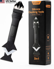 Saker Silicone Caulking Tool 3-in-1 Grout Removal and Sealant Black